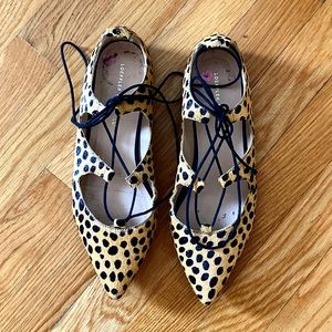 Loeffler Randall leopard lace up flats size 8